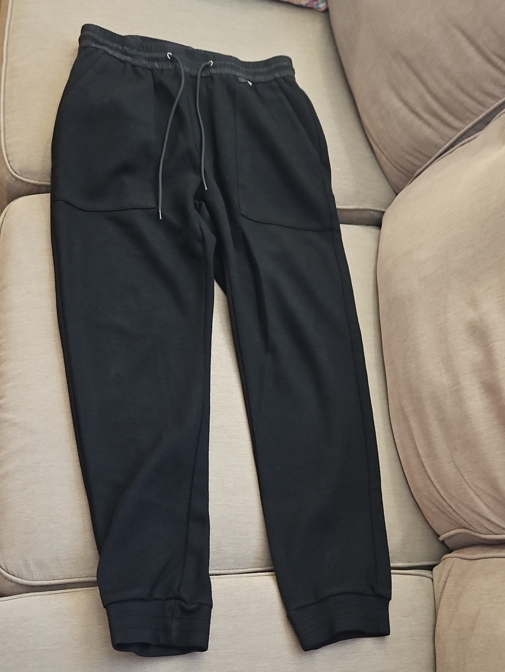 Men's Wool Blend Black Drawstring Jogger Pants Sweatpants Size SMALL